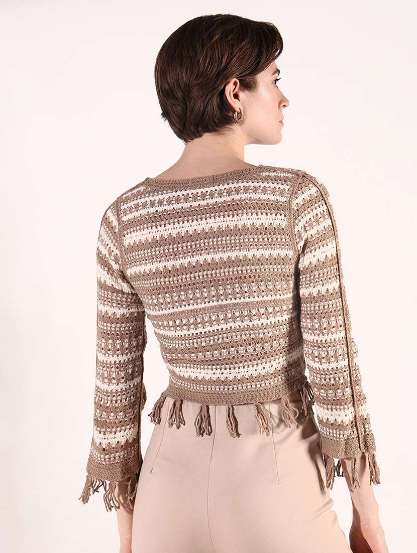 women crochet detailed crop top - 21661763 -  Standard Image - 3