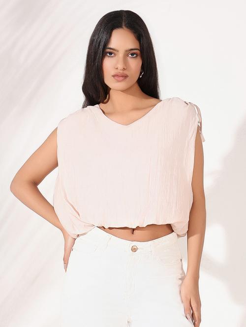 women solid sleeveless blouson top - 21661777 - Standard Image - 0