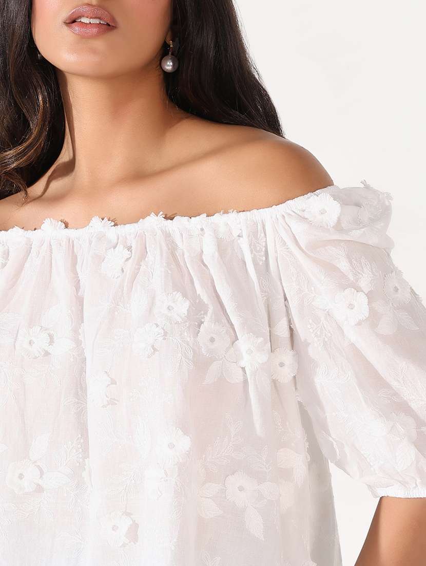 women self designed off shoulder regular top - 21661782 -  Standard Image - 5