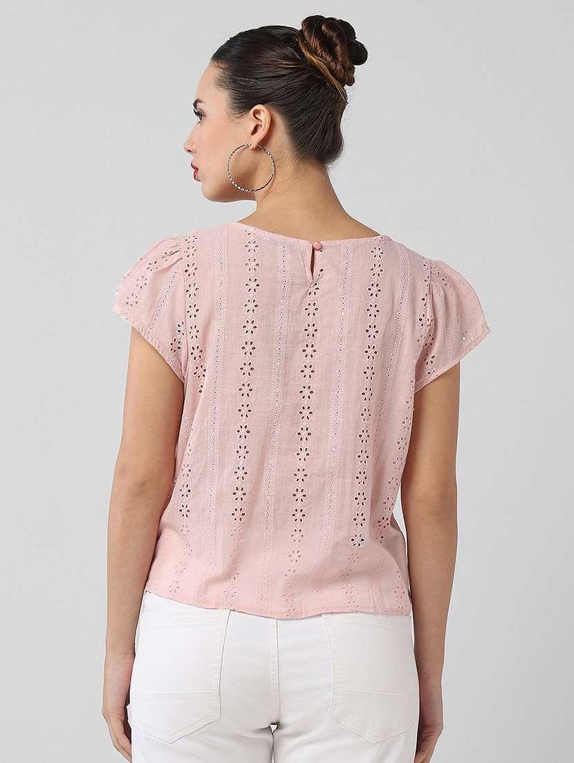 women schiffli detailed regular top - 21661784 -  Standard Image - 3