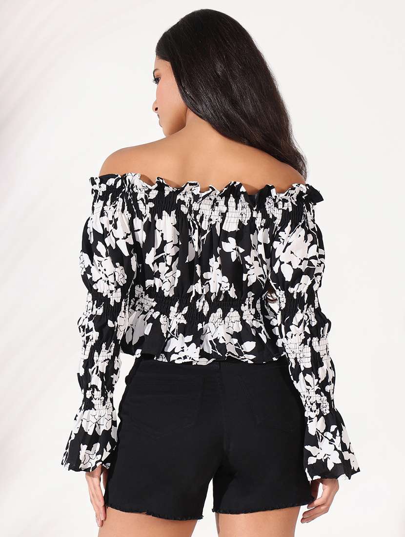 women floral print off shoulder regular top - 21661786 -  Standard Image - 3
