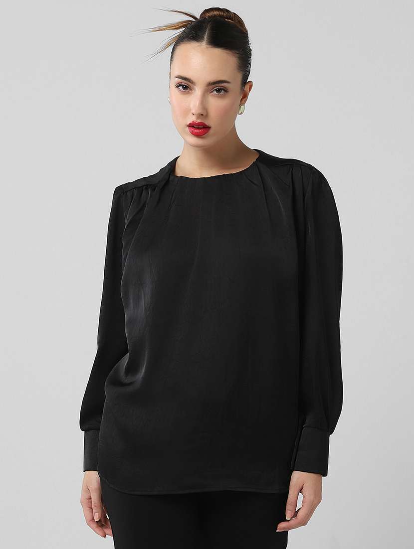 women solid long sleeves regular top - 21661789 - Zoom Image - 0