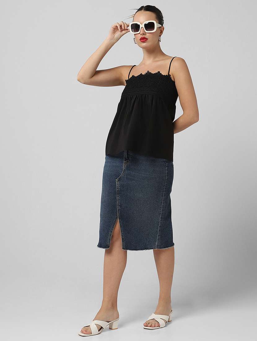 women lace detailed shoulder strap a-line top - 21661801 -  Standard Image - 5