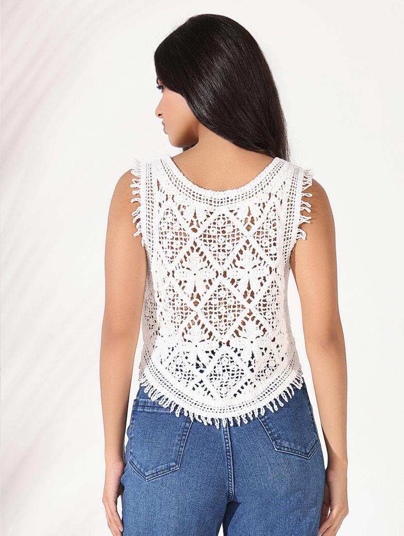 women crochet detailed crop top - 21661820 - Standard Image - 3