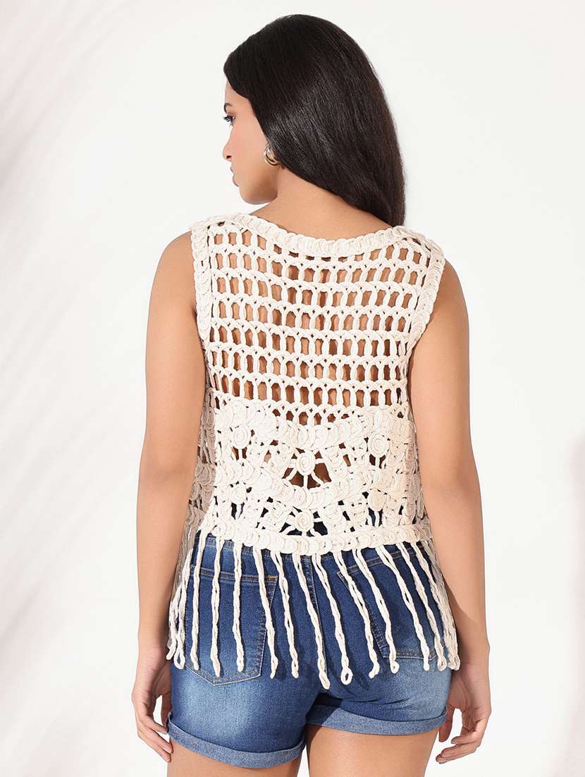 women crochet detailed crop top - 21661822 -  Standard Image - 3