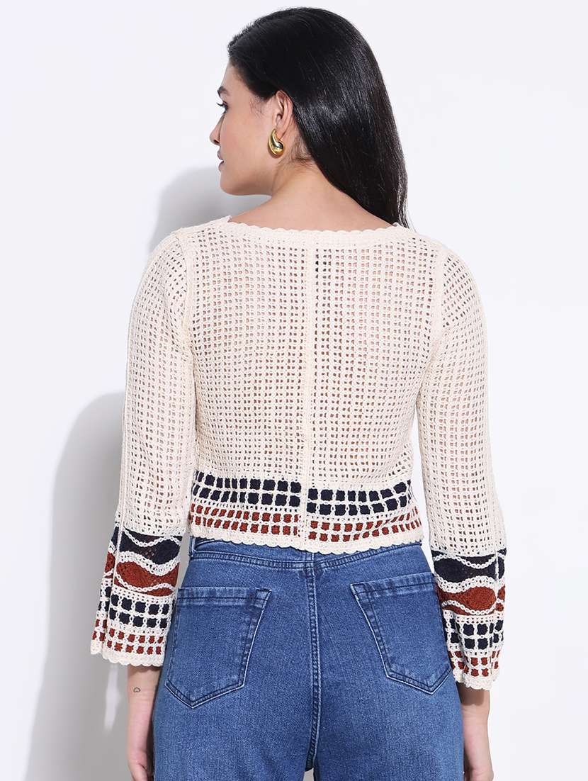 women crochet detailed crop top - 21661829 -  Standard Image - 3