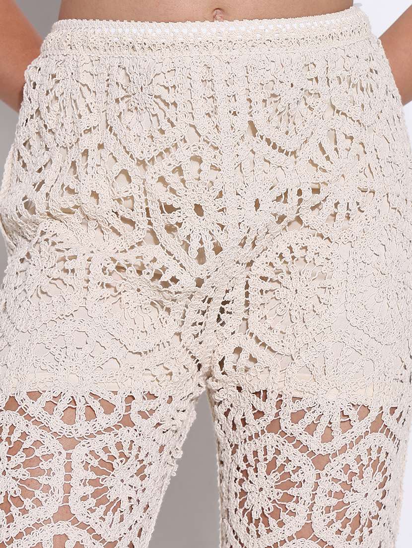 women crochet detailed high rise straight trouser - 21661846 -  Standard Image - 5