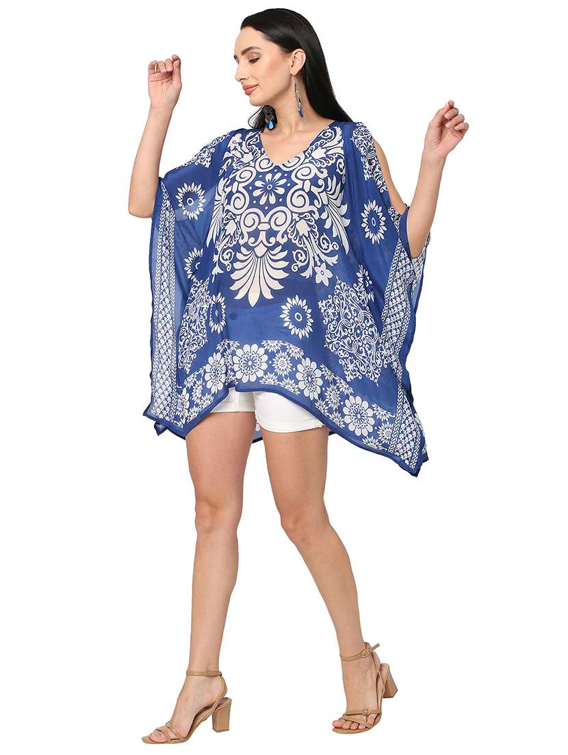 women printed relaxed fit kaftan tunic - 21661957 - Standard Image - 3