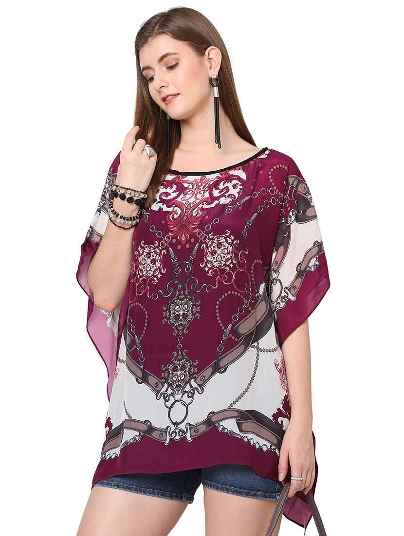women printed relaxed fit kaftan tunic - 21661961 - Standard Image - 3