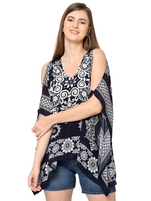 women printed relaxed fit kaftan tunic - 21661986 - Standard Image - 0