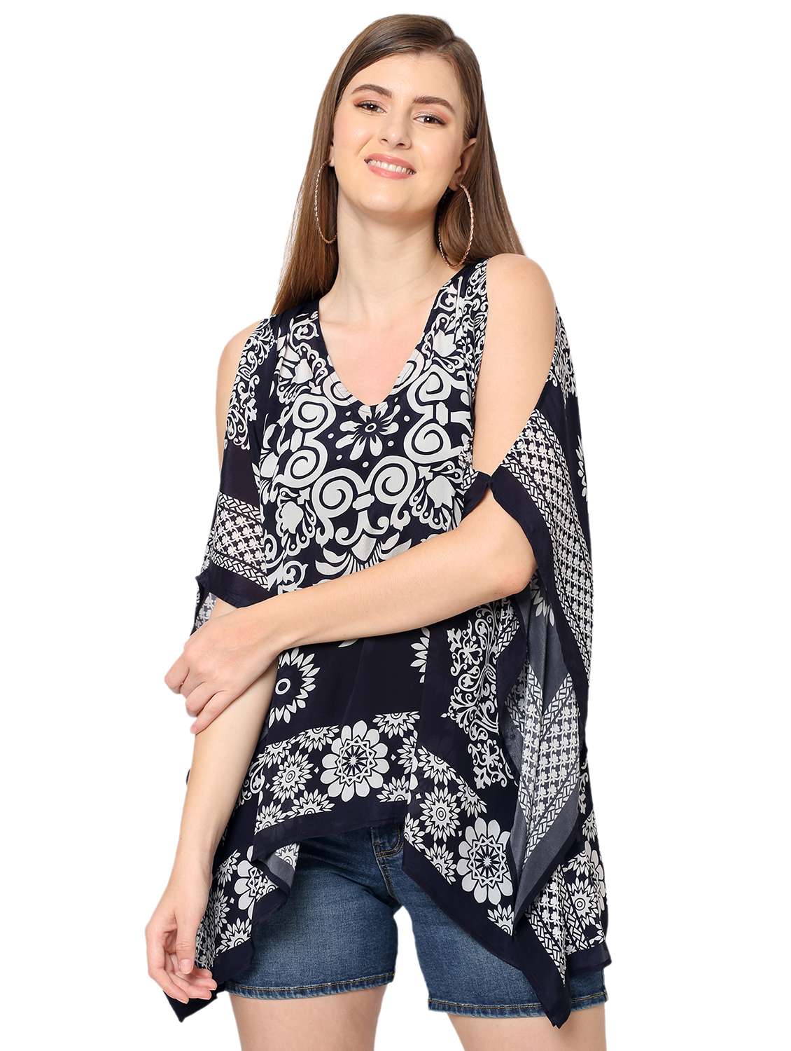 women printed relaxed fit kaftan tunic - 21661986 - Zoom Image - 0