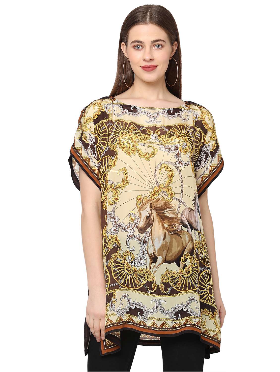 women printed relaxed fit kaftan tunic