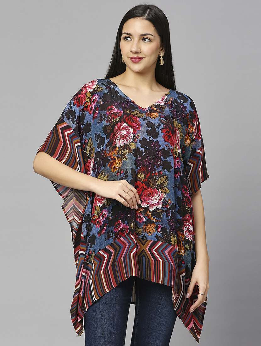 women floral print relaxed fit kaftan tunic - 21662006 -  Zoom Image - 0