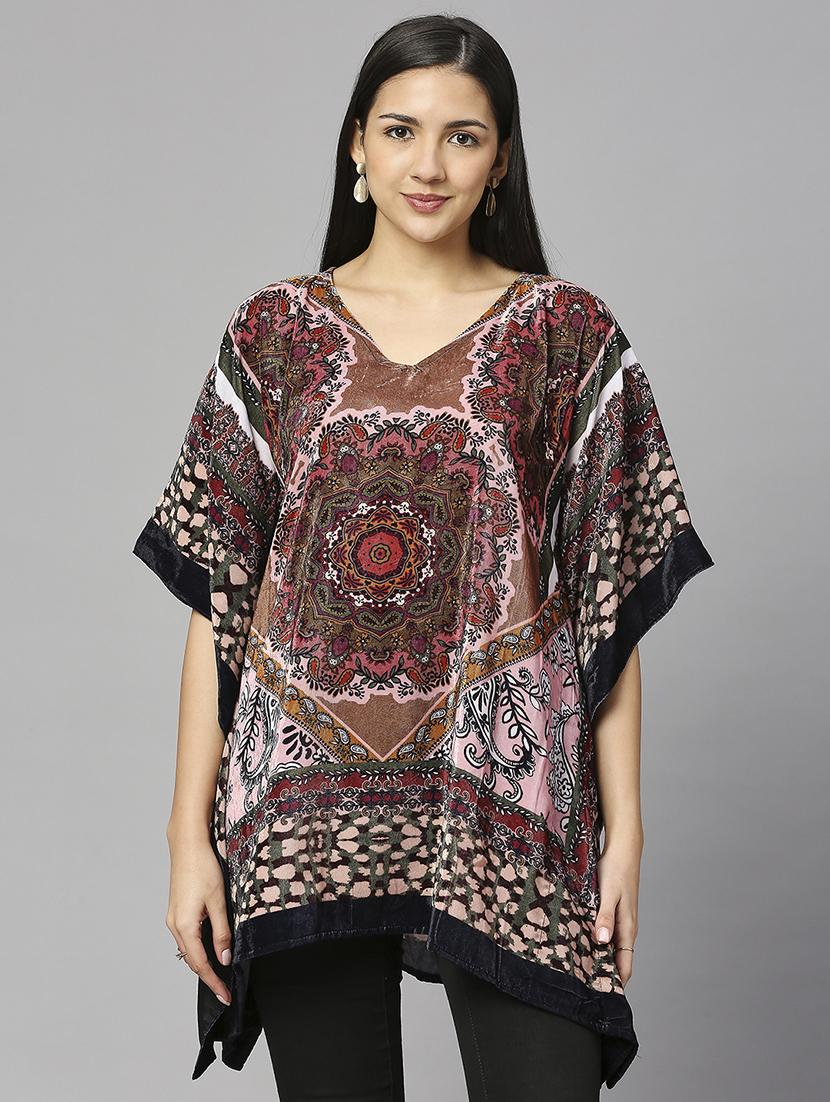 women printed relaxed fit kaftan tunic - 21662008 - Zoom Image - 0