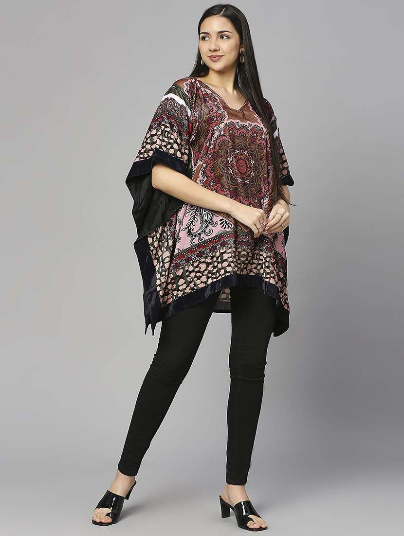 women printed relaxed fit kaftan tunic - 21662008 - Standard Image - 5