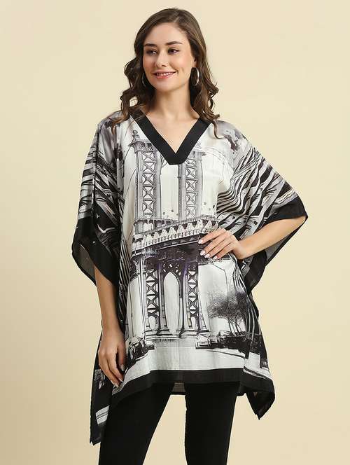 women white printed kaftan tops - 21662013 -  Standard Image - 0