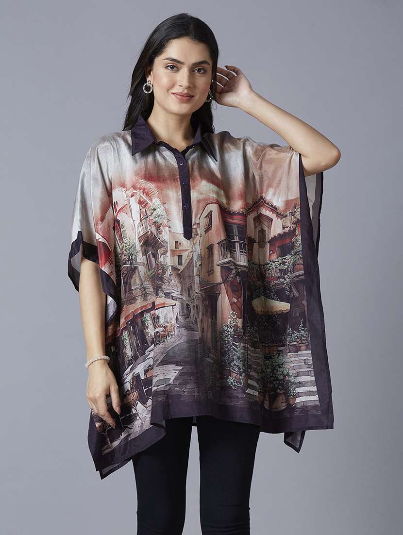 women peach printed kaftan tops - 21662020 -  Zoom Image - 0