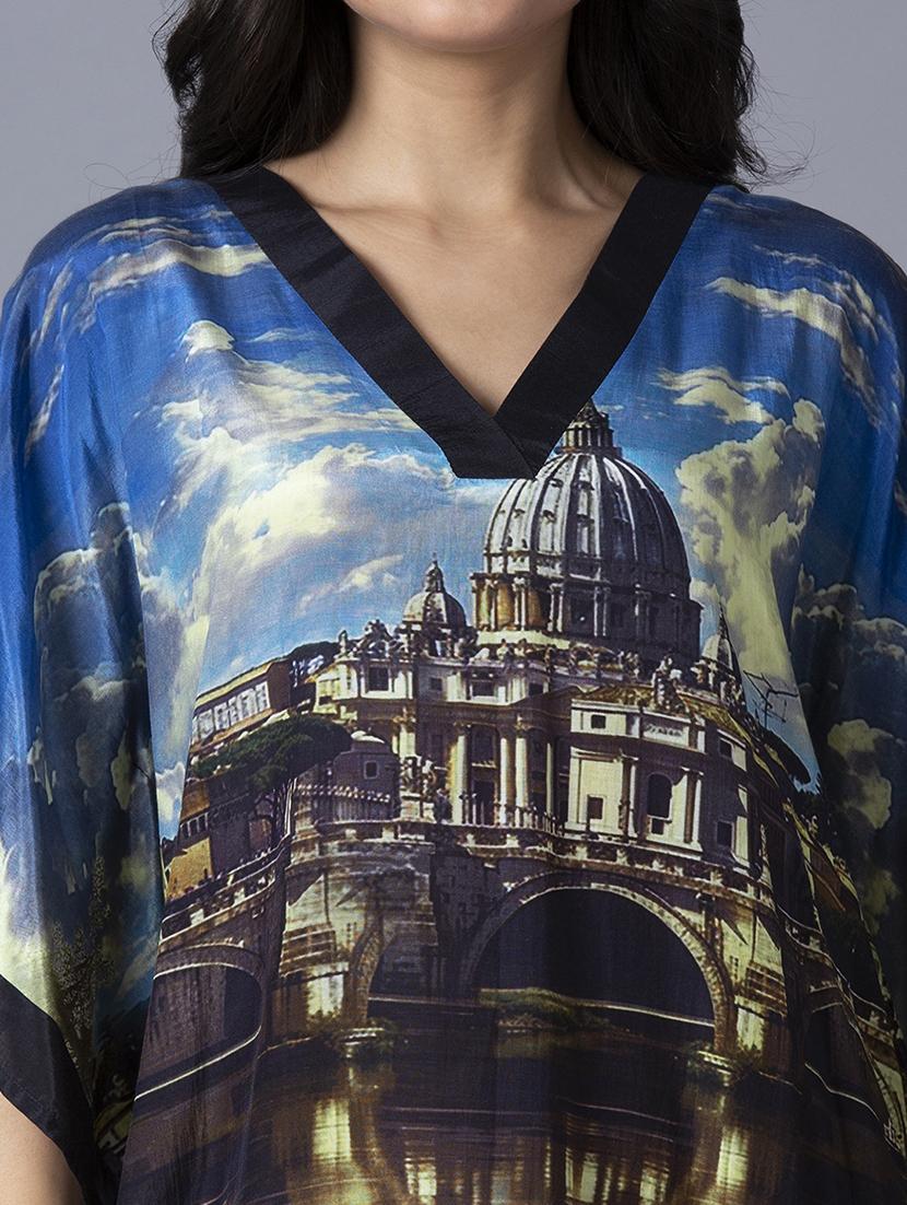 women printed relaxed fit kaftan tunic - 21662027 - Standard Image - 5