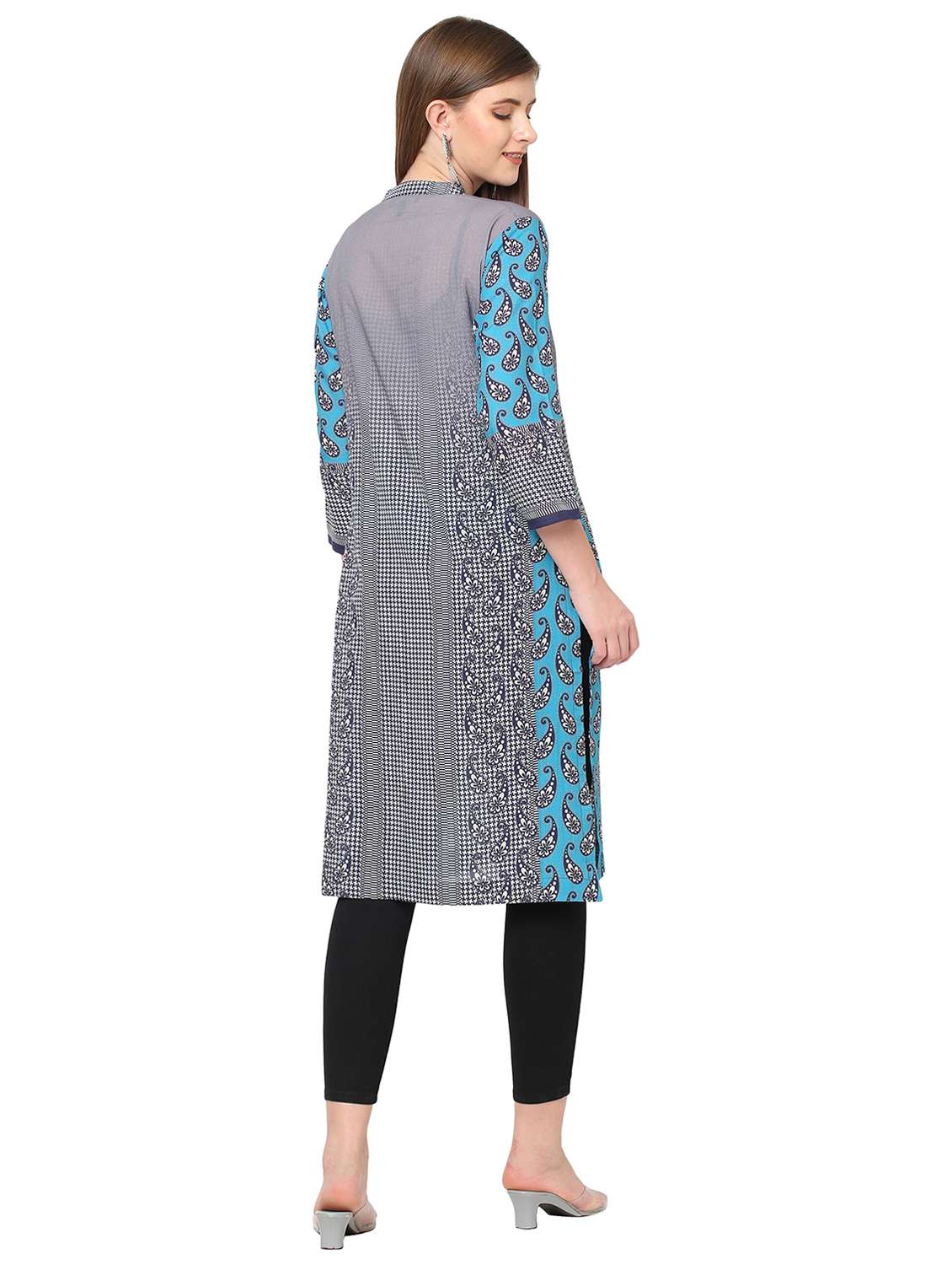 women three quarter sleeve straight kurta - 21662078 -  Standard Image - 3