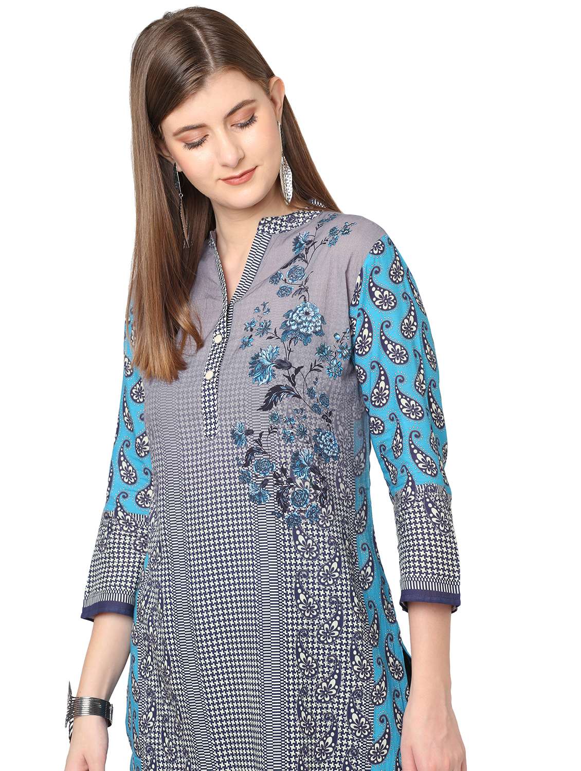 women three quarter sleeve straight kurta - 21662078 -  Standard Image - 5