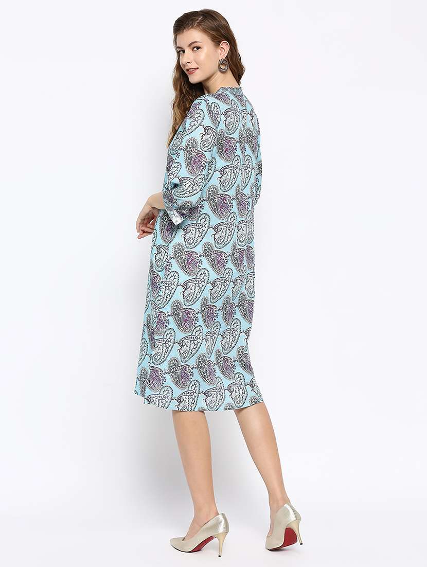 women paisley print mandarin neck a-line dress - 21662086 -  Standard Image - 3