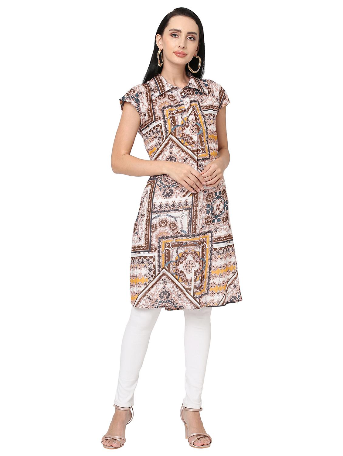 women printed short sleeve straight kurta - 21662090 - Zoom Image - 0