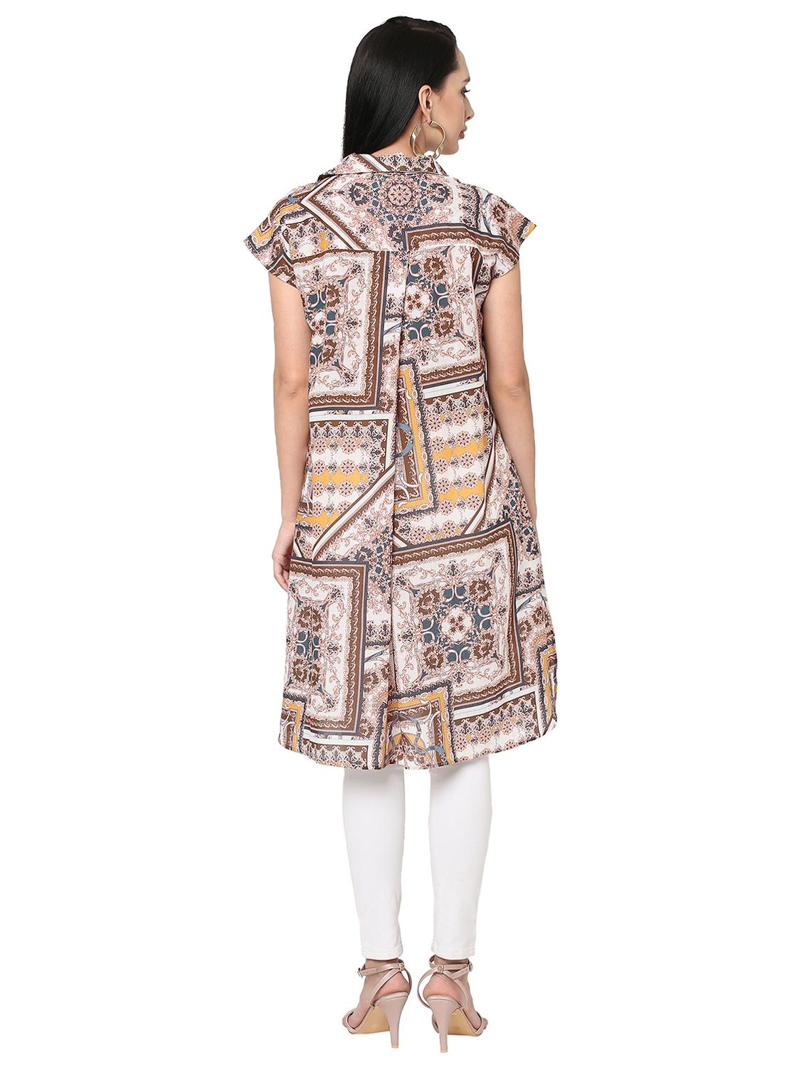 women printed short sleeve straight kurta - 21662090 - Standard Image - 3