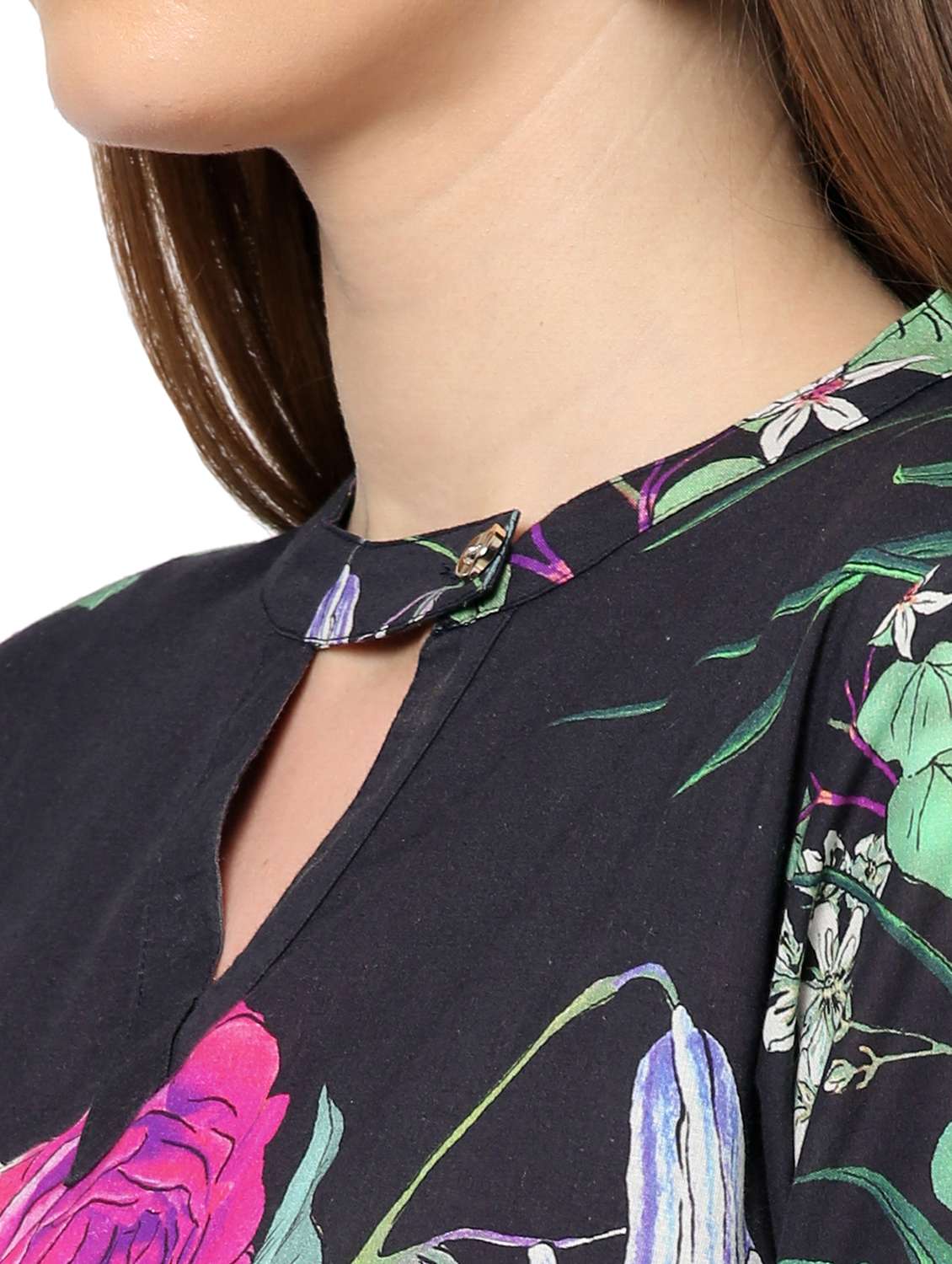 women floral three quarter sleeve straight kurta - 21662097 - Standard Image - 5