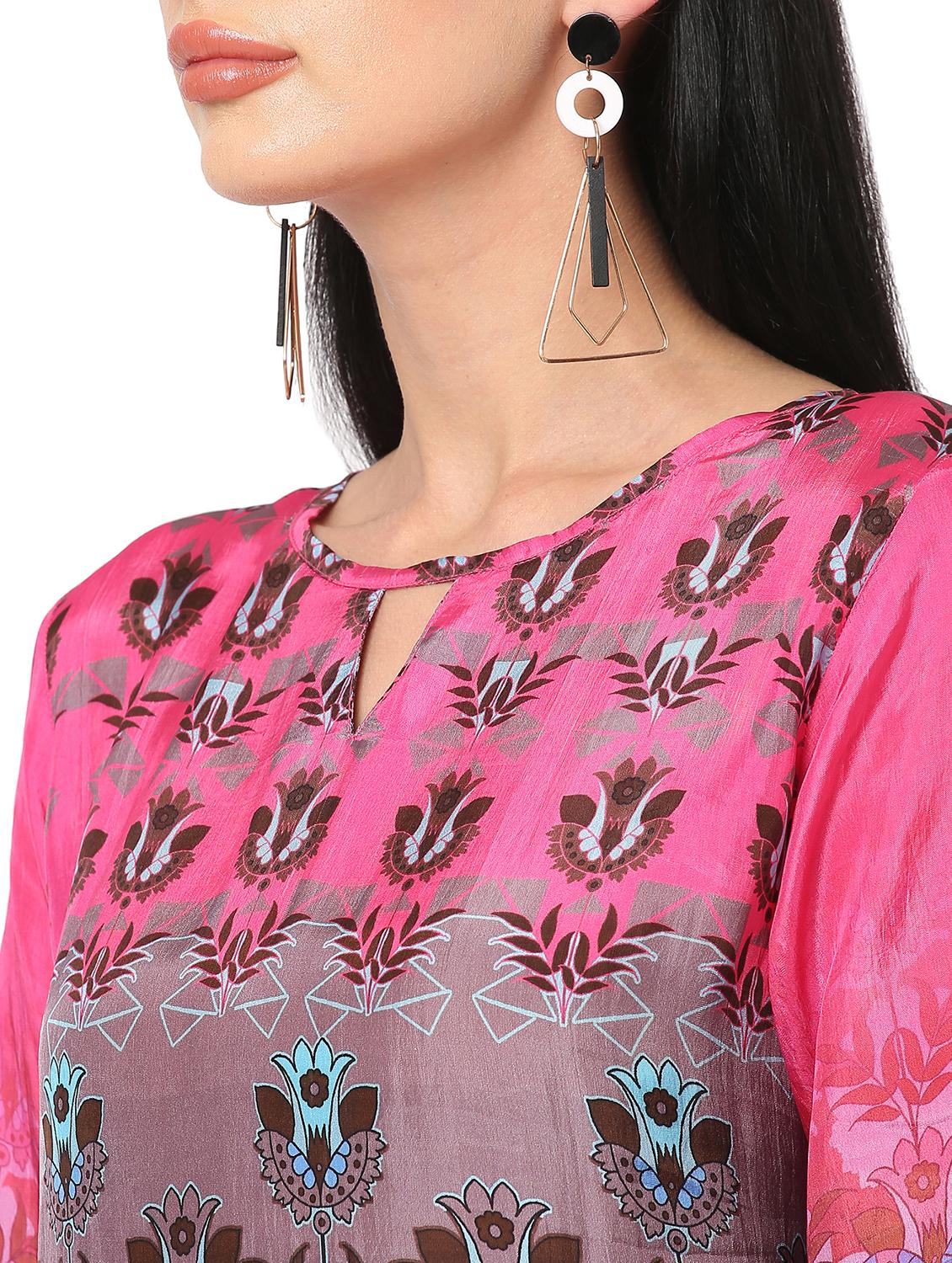 women floral three quarter sleeve straight kurta - 21662104 - Standard Image - 5