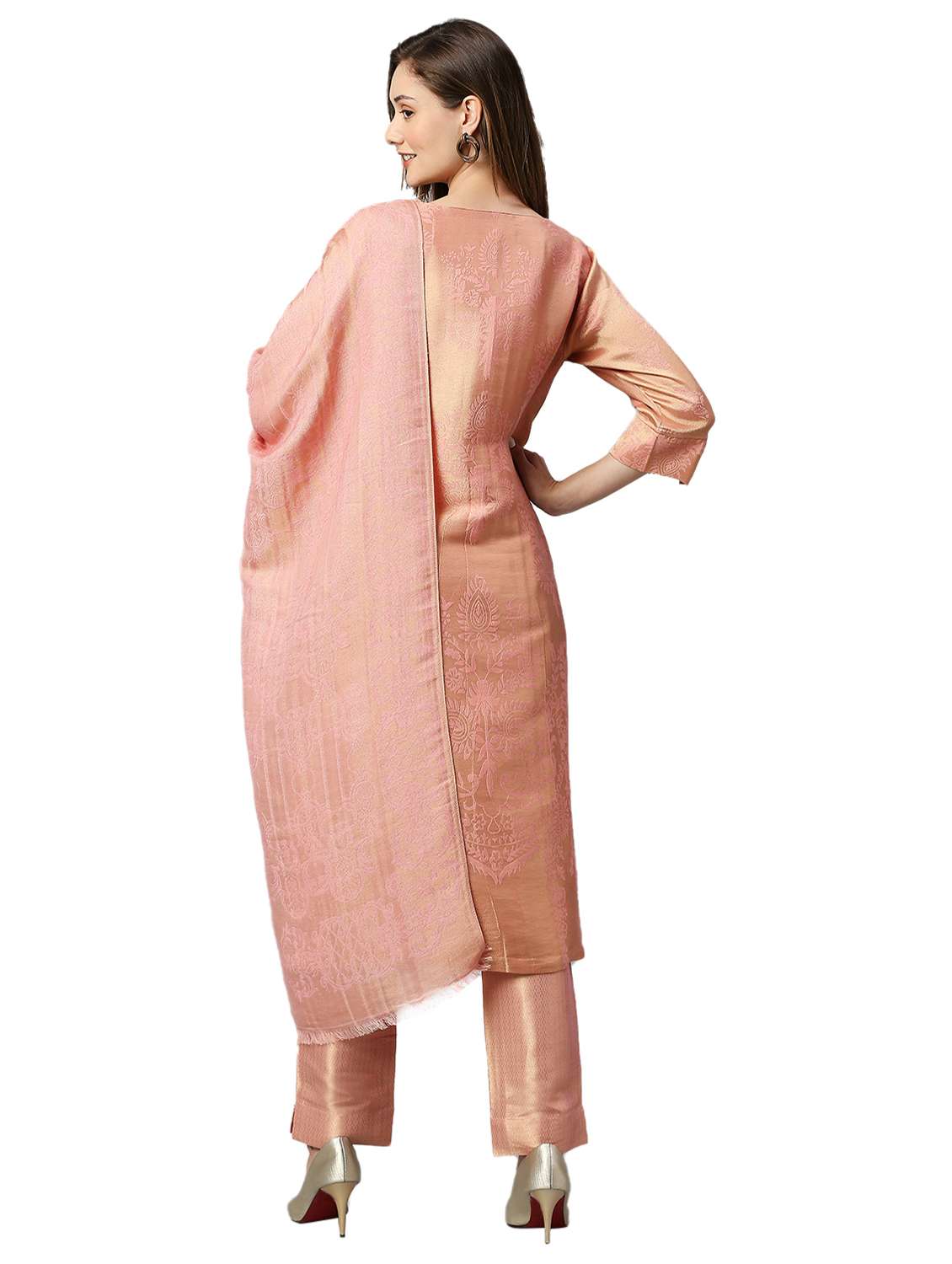 women three quarter sleeve kurta pant with dupatta set - 21662127 -  Standard Image - 3