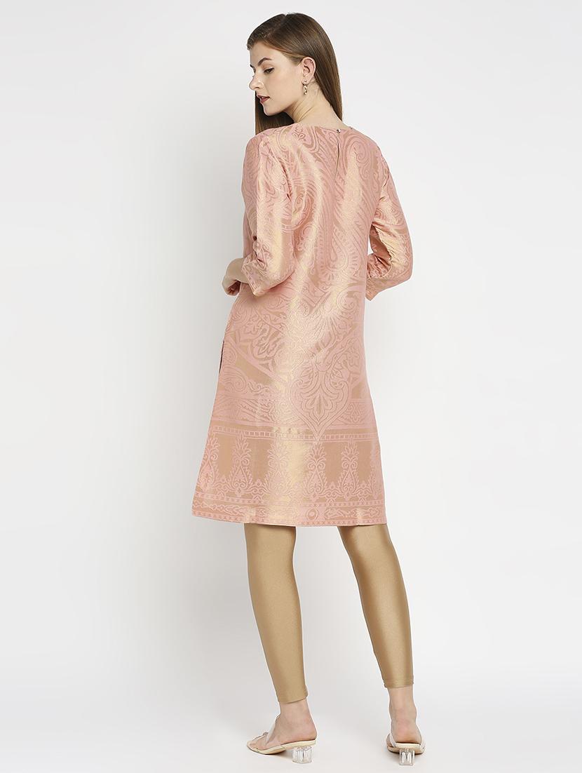 women self design three quarter sleeve staright kurta - 21662130 - Standard Image - 3
