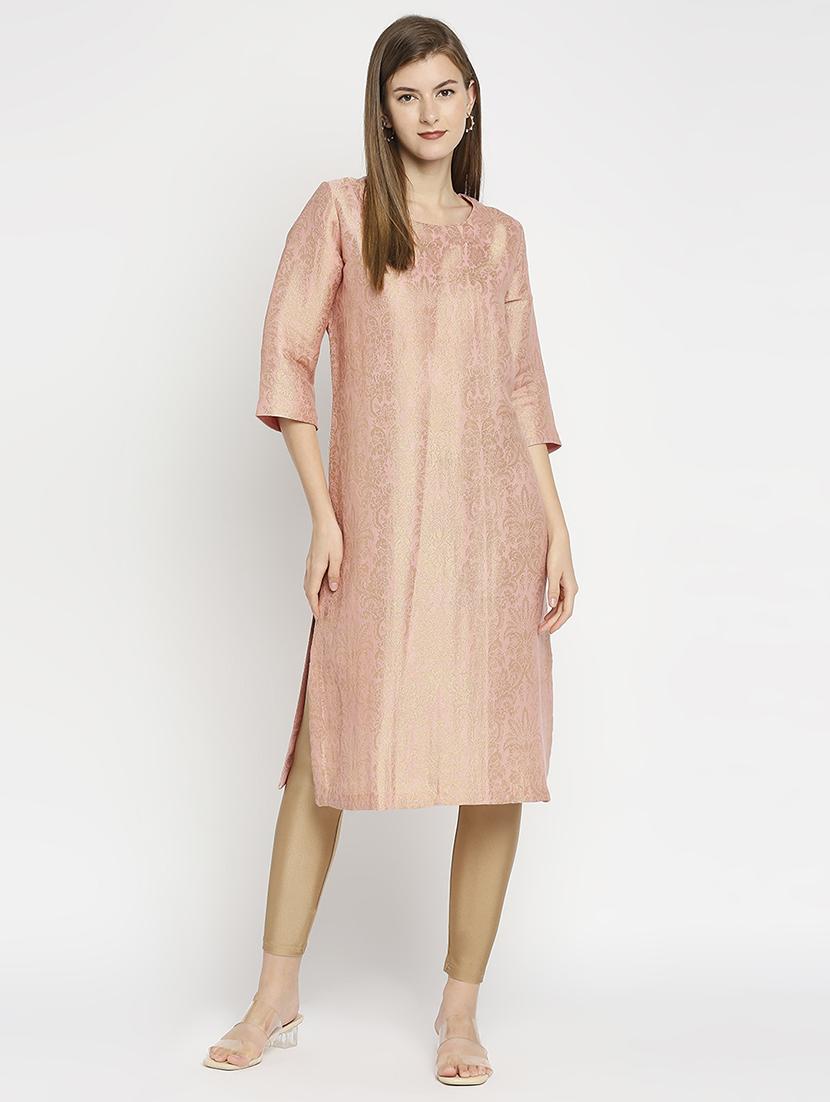 women self design three quarter sleeve straight kurta - 21662134 - Zoom Image - 0