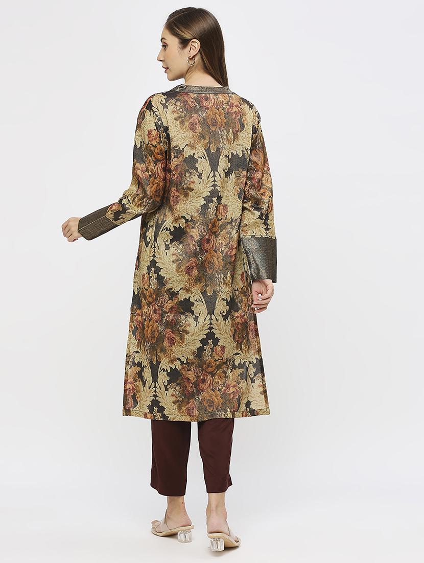 women floral long sleeve straight kurta - 21662148 - Standard Image - 3