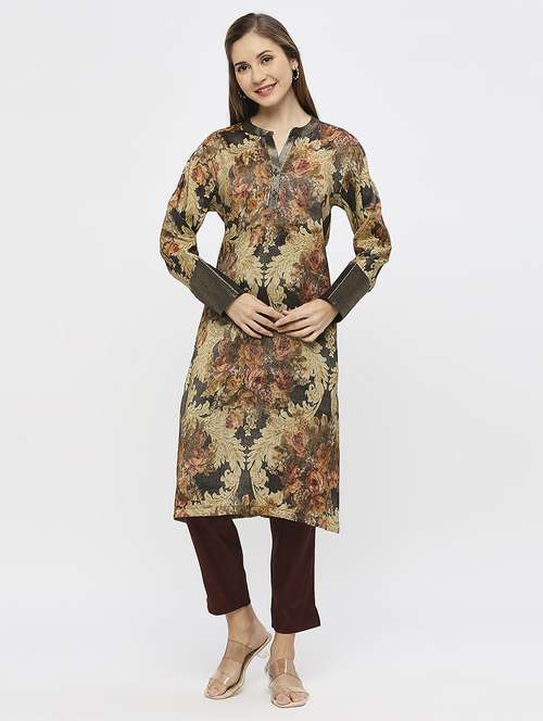 women floral long sleeve straight kurta - 21662153 -  Standard Image - 0