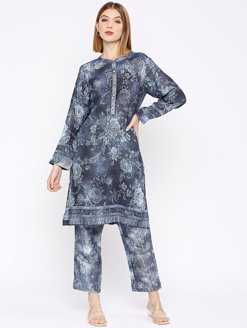 women floral long sleeve straight kurta - 21662165 - Zoom Image - 0