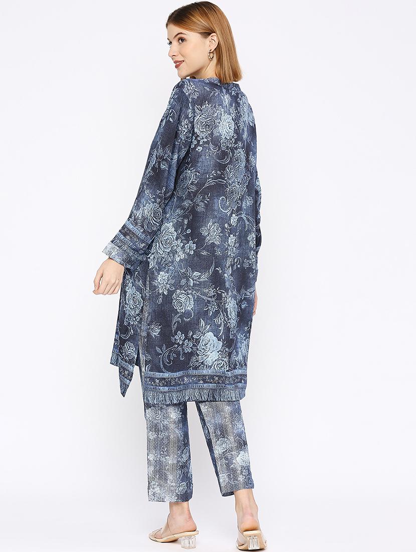 women floral long sleeve straight kurta - 21662165 - Standard Image - 3