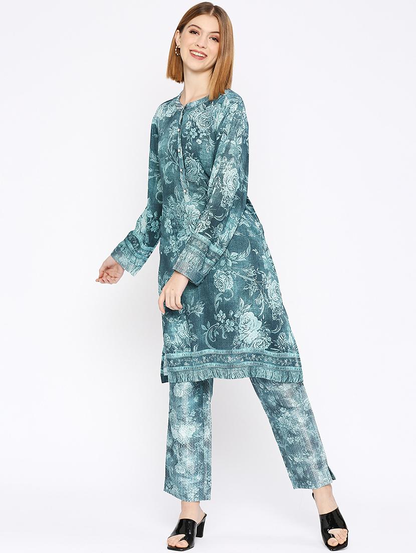 women floral long sleeve straight kurta - 21662166 - Standard Image - 5