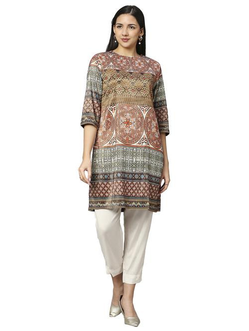women multi color printed key hole neck straight kurta - 21662173 - Standard Image - 0