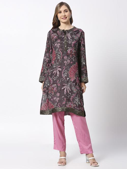 women floral long sleeve straight kurta - 21662174 - Standard Image - 0