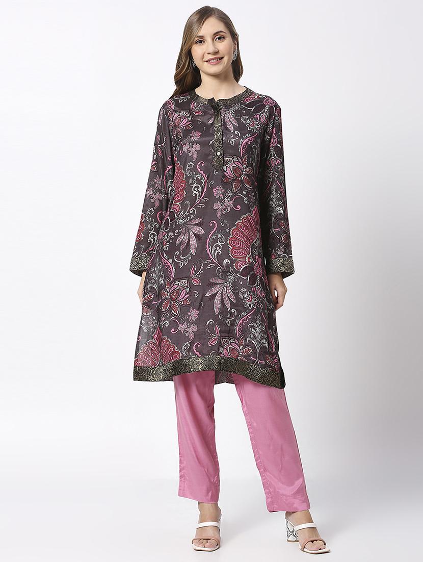 women floral long sleeve straight kurta - 21662174 - Zoom Image - 0