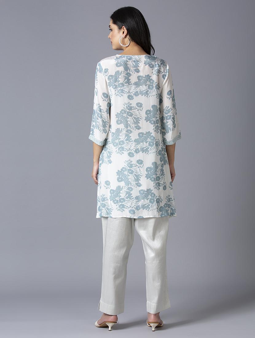 women floral three quarter sleeve straight kurta - 21662193 - Standard Image - 3