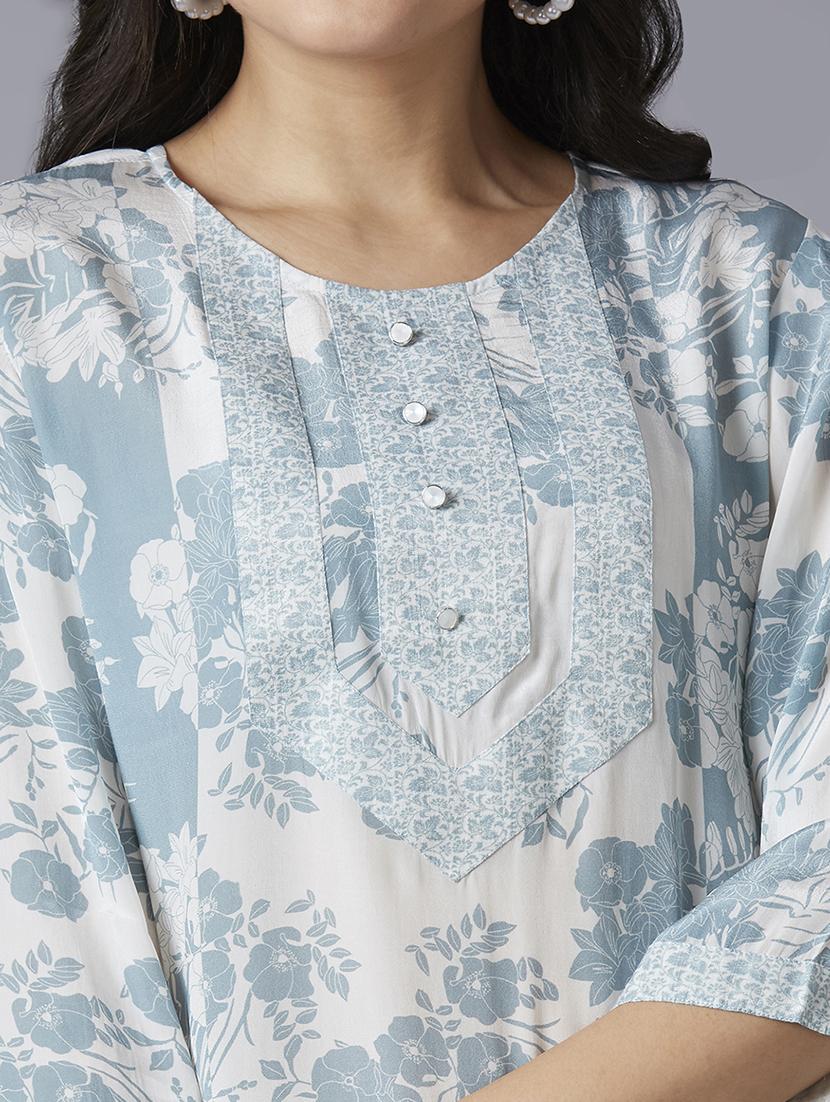 women floral three quarter sleeve straight kurta - 21662193 - Standard Image - 5