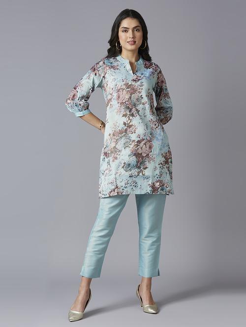 women floral mandarin neck straight kurta - 21662198 - Standard Image - 0