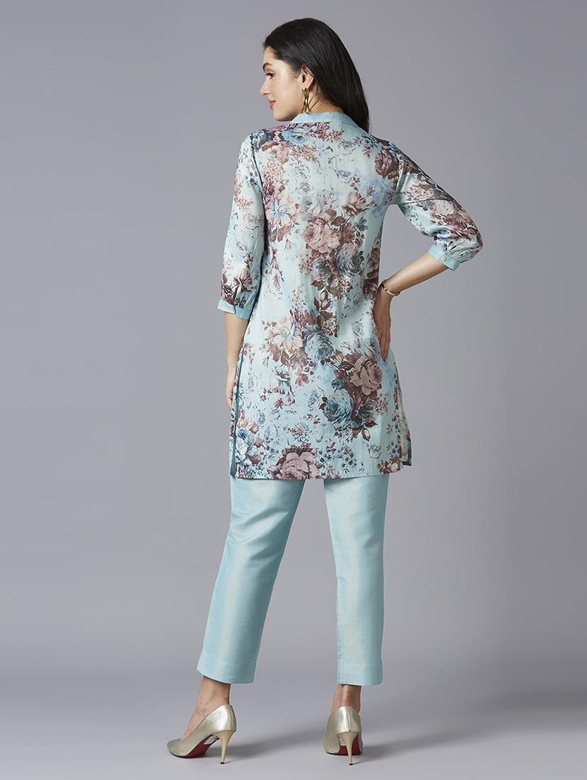 women floral mandarin neck straight kurta - 21662198 - Standard Image - 3