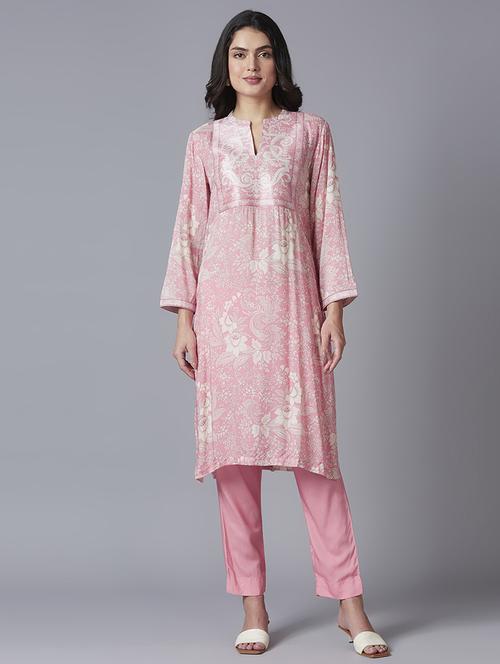 women floral long sleeve straight kurta - 21662200 -  Standard Image - 0