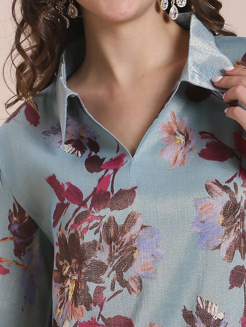 women floral three quarter sleeve straight kurta - 21662203 -  Standard Image - 5