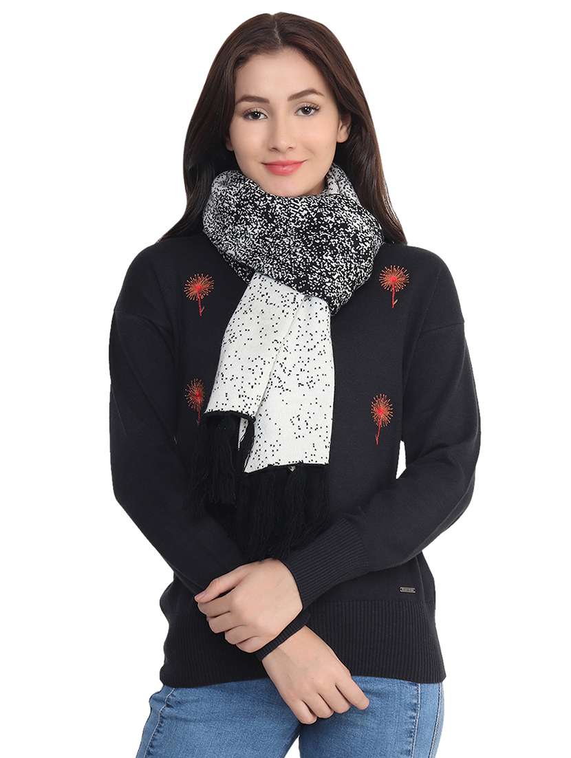 women black self design muffler - 21662240 -  Zoom Image - 0