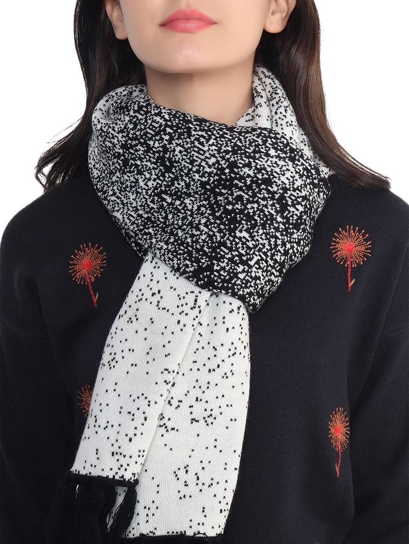 women black self design muffler - 21662240 - Standard Image - 5