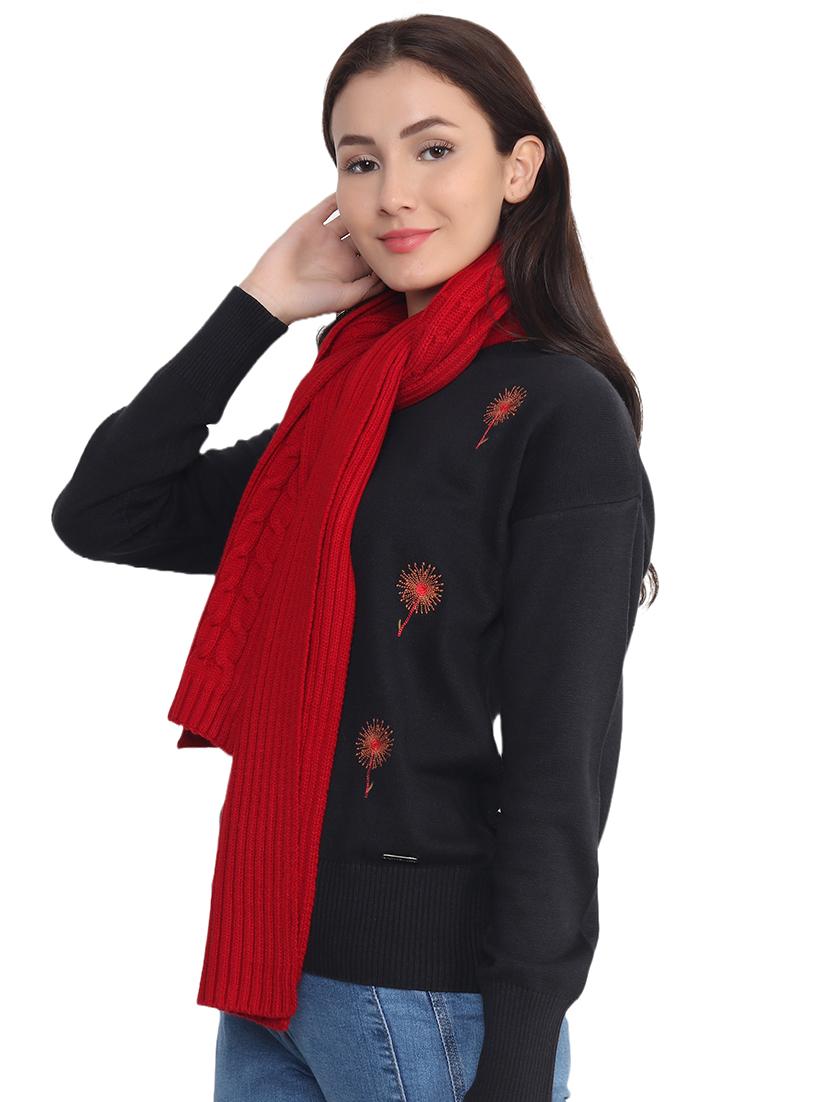 women red self design muffler - 21662241 - Standard Image - 3