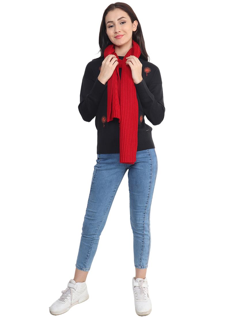 women red self design muffler - 21662241 - Standard Image - 5
